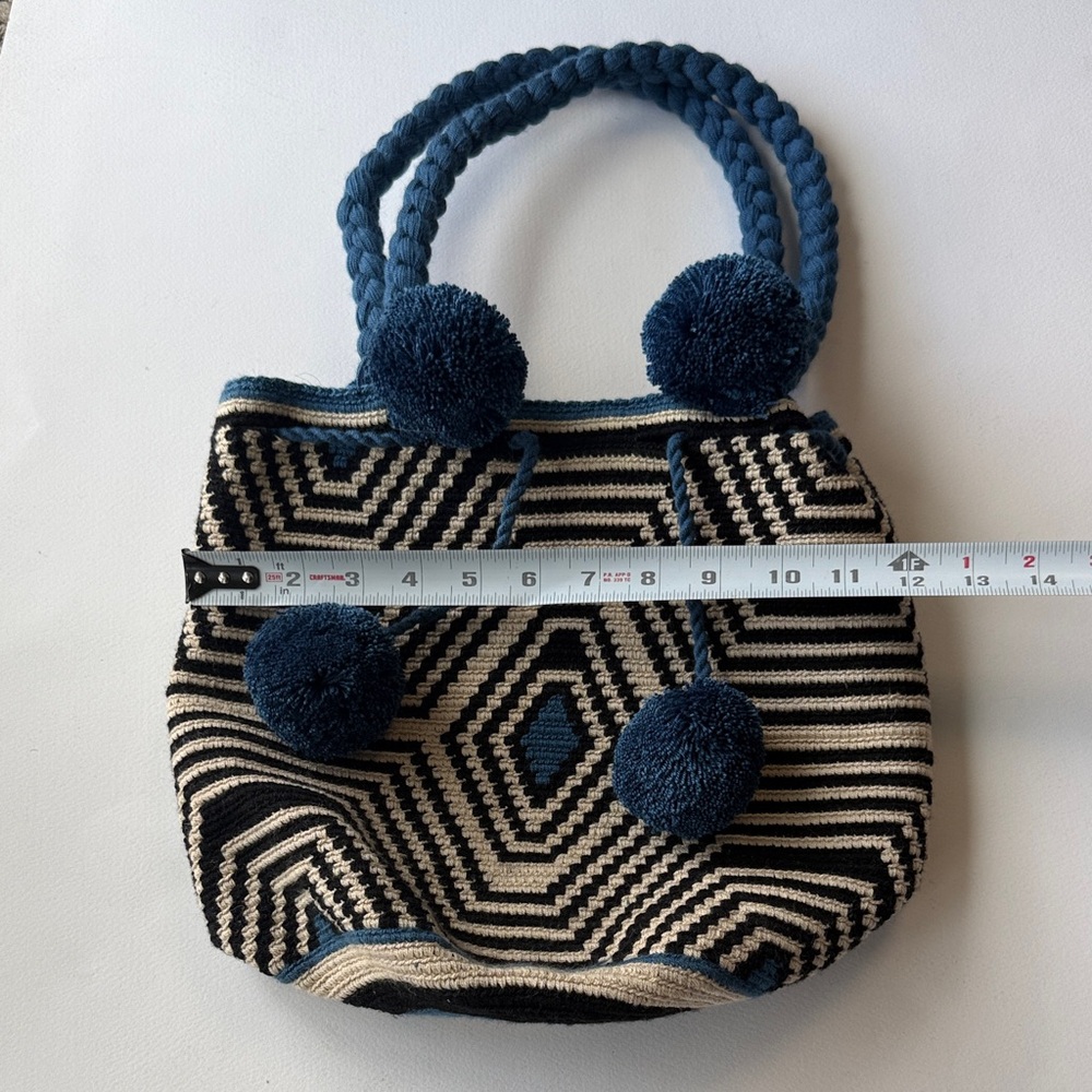 Stylish Tan, Black, and Blue Women's Woven Bag - Picture 7 of 8
